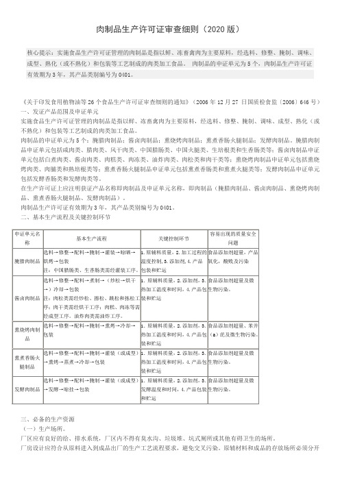 肉制品生产许可证审查细则