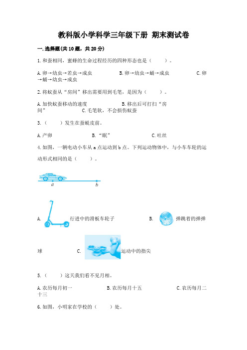 教科版小学科学三年级下册 期末测试卷附参考答案ab卷