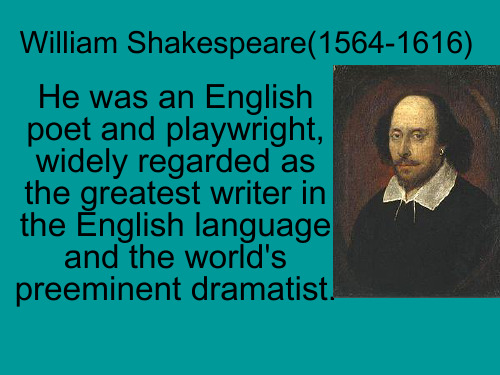 英国文学史 莎士比亚 William Shakespeare(1564-1616)