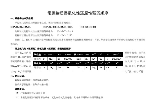 氧化还原性强弱顺序