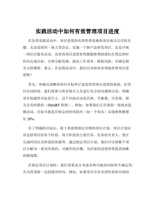 实践活动中如何有效管理项目进度