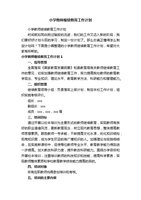 小学教师继续教育工作计划