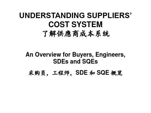 supplier cost 了解供应商成本系统 AAA