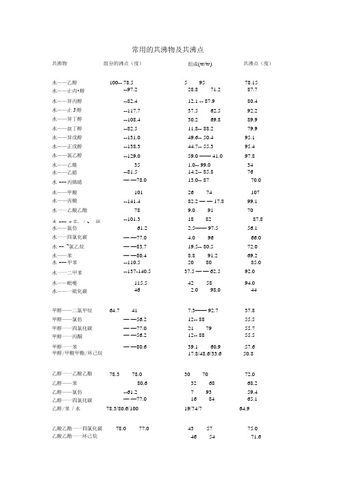 几种常用的共沸物及共沸温度