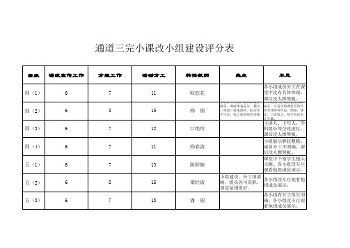 通道三完小课改小组建设评分表