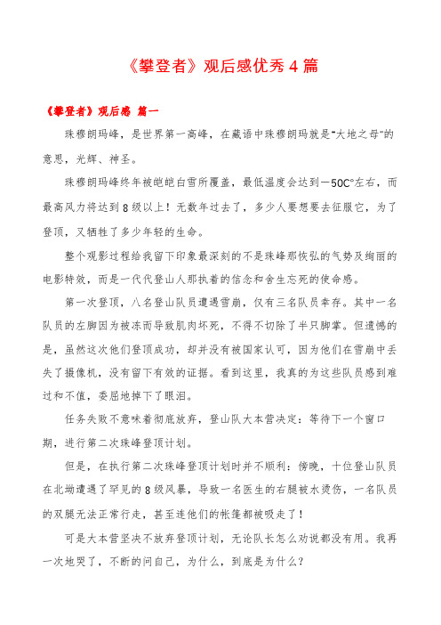 《攀登者》观后感优秀4篇