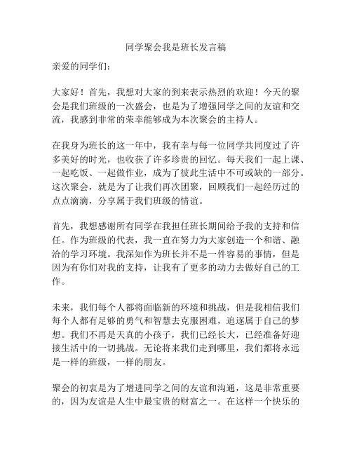 同学聚会我是班长发言稿