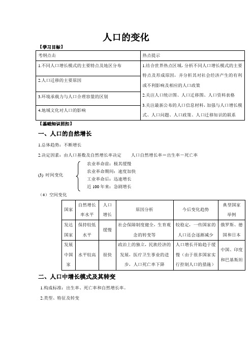 2.1.1人口的变化学案