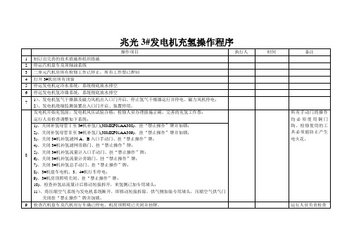 600WM发电机充氢操作程序卡(3#)