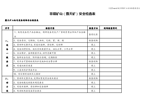 (完整word版)非煤矿山安全检查表范文