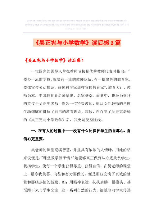 《吴正宪与小学数学》读后感3篇