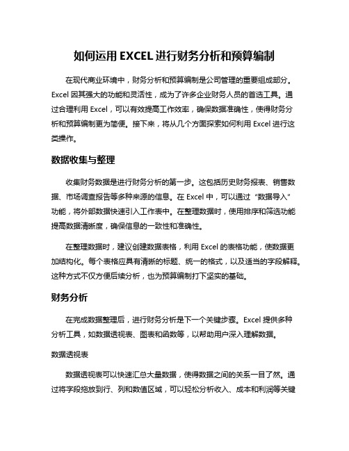 如何运用EXCEL进行财务分析和预算编制