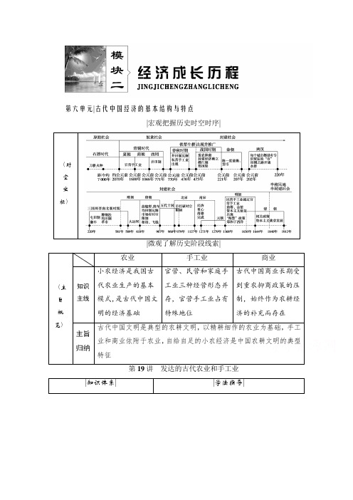 2021届高三人教版历史复习学案-第19讲发达的古代农业和手工业-含解析