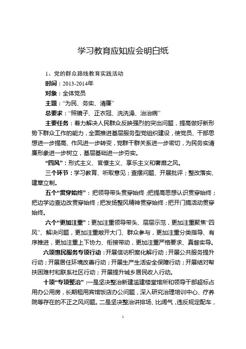 学习教育应知应会明白纸(定稿)