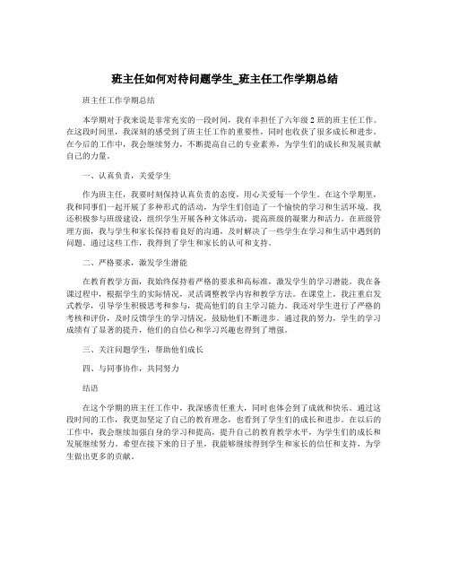 班主任如何对待问题学生_班主任工作学期总结