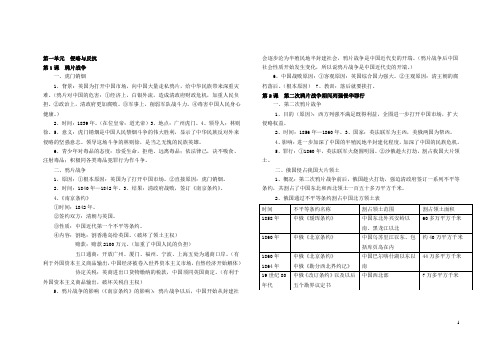 中国历史(人教版)八年级上册全册复习提纲