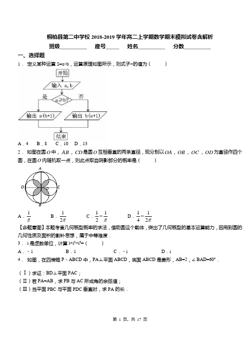 桐柏县第二中学校2018-2019学年高二上学期数学期末模拟试卷含解析