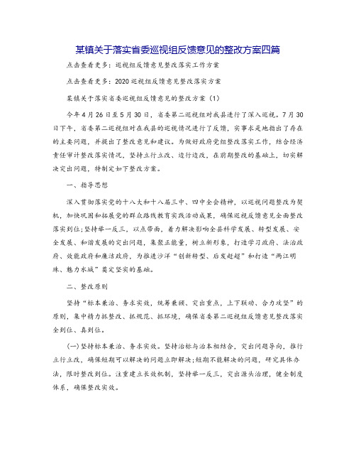 某镇关于落实省委巡视组反馈意见的整改方案四篇