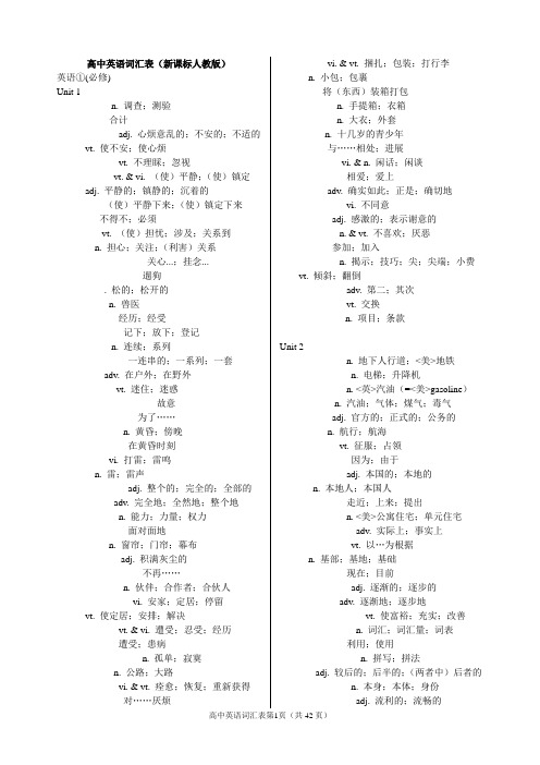 人教版高中英语词汇表全