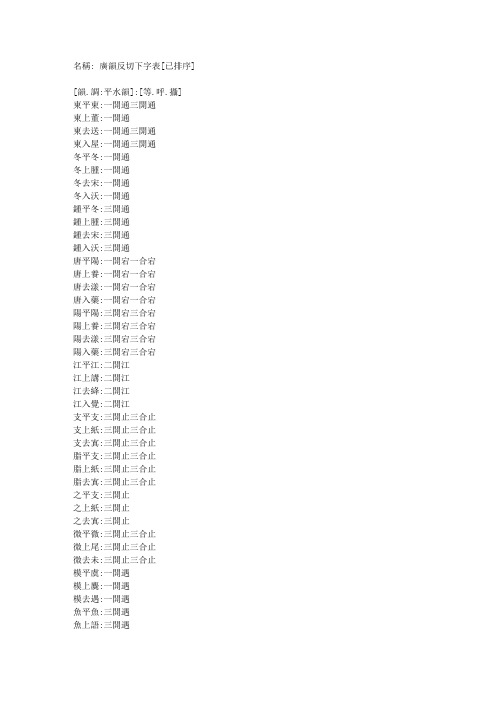 广韵反切下字表