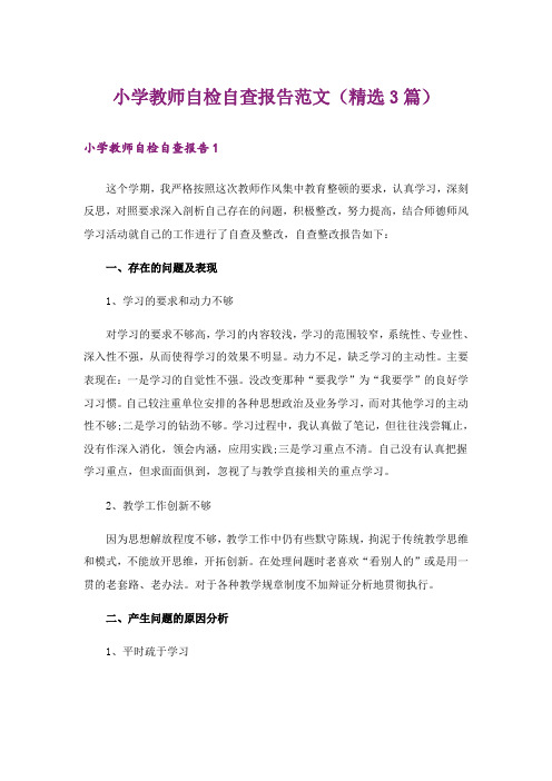 小学教师自检自查报告范文(精选3篇)