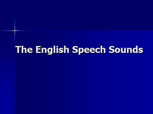 The English Speech Sounds