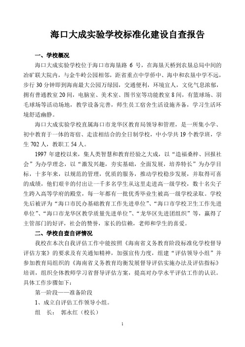 大成学校标准化建设自查报告
