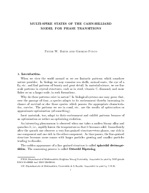 MULTI-SPIKE STATES OF THE CAHN-HILLIARD MODEL FOR PHASE TRANSITIONS
