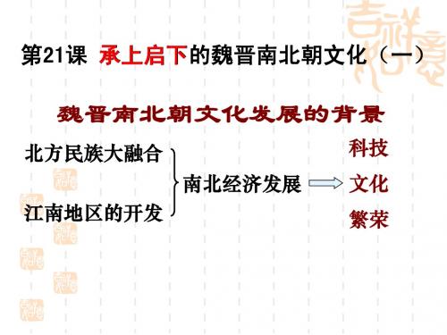 人教版历史七上标准课件之第21课承上启下的魏晋南北朝的文化(一)