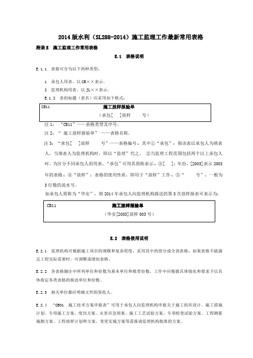 2014水利工程施工监理规范全套表格