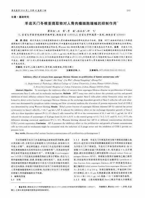 羊齿天门冬根茎提取物对人骨肉瘤细胞增殖的抑制作用