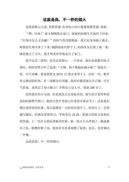 这就是我,不一样的烟火_优秀作文