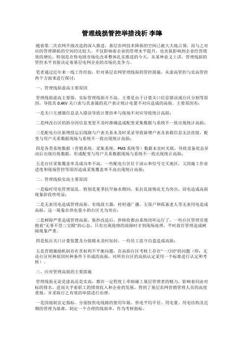 管理线损管控举措浅析 李皞