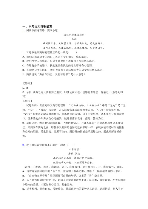 2020-2021语文一模试题分类汇编——诗歌鉴赏综合附答案