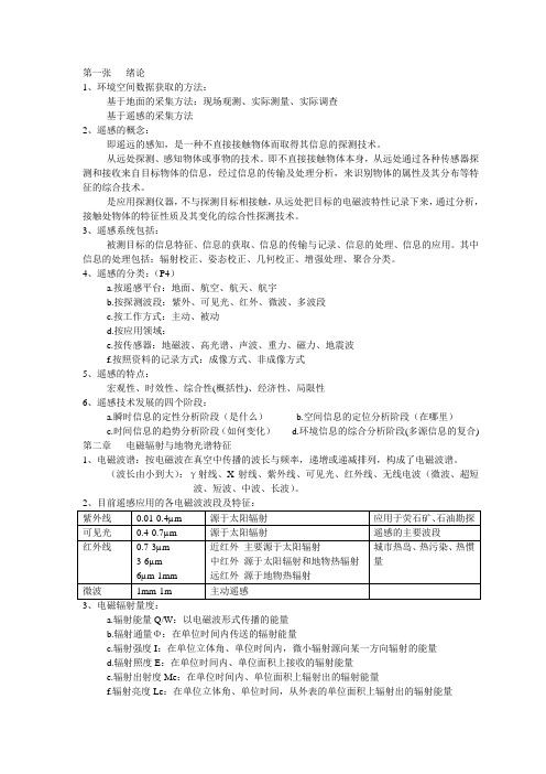 (完整word版)遥感原理与应用的复习资料