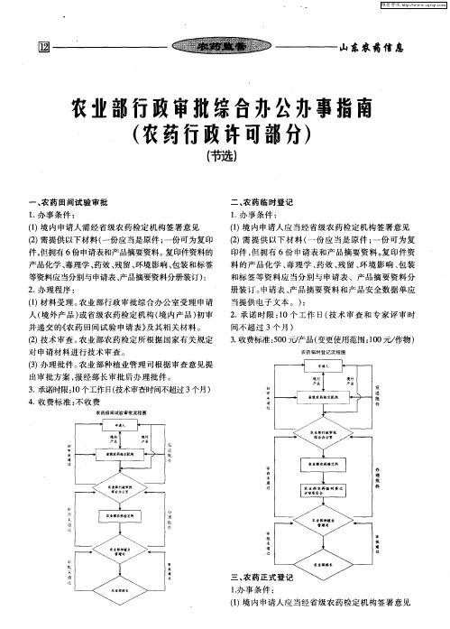 农业部行政审批综合办公办事指南(农药行政许可部分)：(节选)