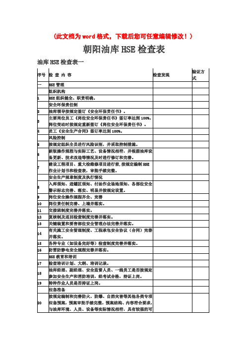 油库HSE检查表