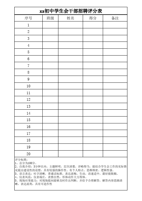 学生会招聘评分表