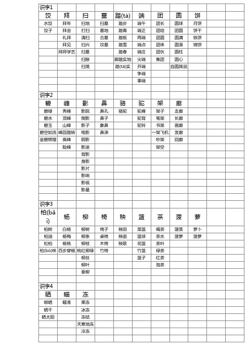 苏教版小学语文二年级下册生字组词