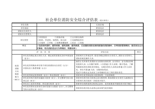 社会单位消防安全综合评估表