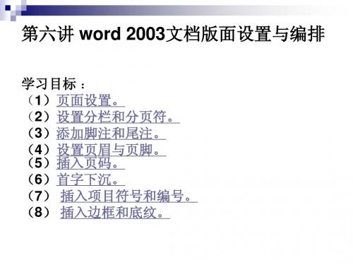 word2003文档版面设置与编排