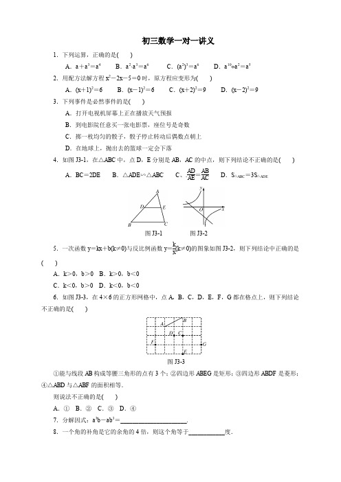 初三数学一对一讲义