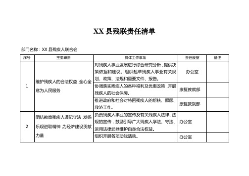 XX县残疾人联合会责任清单