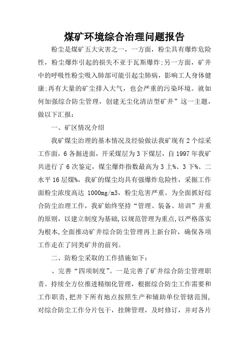 煤矿环境综合治理问题报告