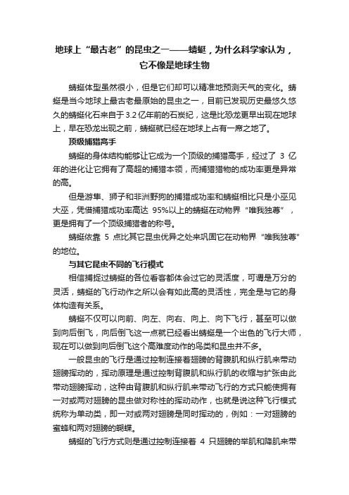 地球上“最古老”的昆虫之一——蜻蜓，为什么科学家认为，它不像是地球生物