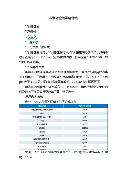 非洲猪瘟的发病特点