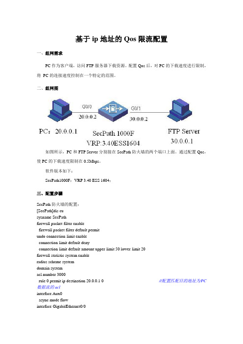 基于ip地址的Qos限流配置