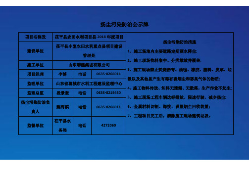 扬尘污染防治公示牌