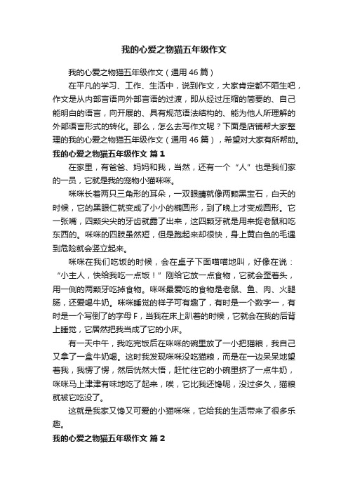 我的心爱之物猫五年级作文