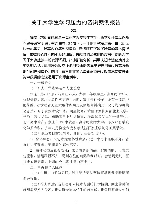 关于大学生学习压力的咨询案例报告-shi